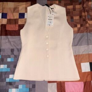 zara covered button knit vest